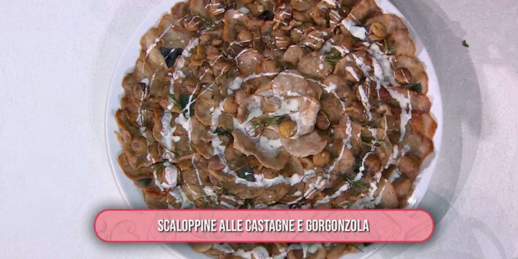 É sempre mezzogiorno, ricetta di oggi 13 novembre 2024 scaloppine alle castagne e gorgonzola di Gemelli Billi