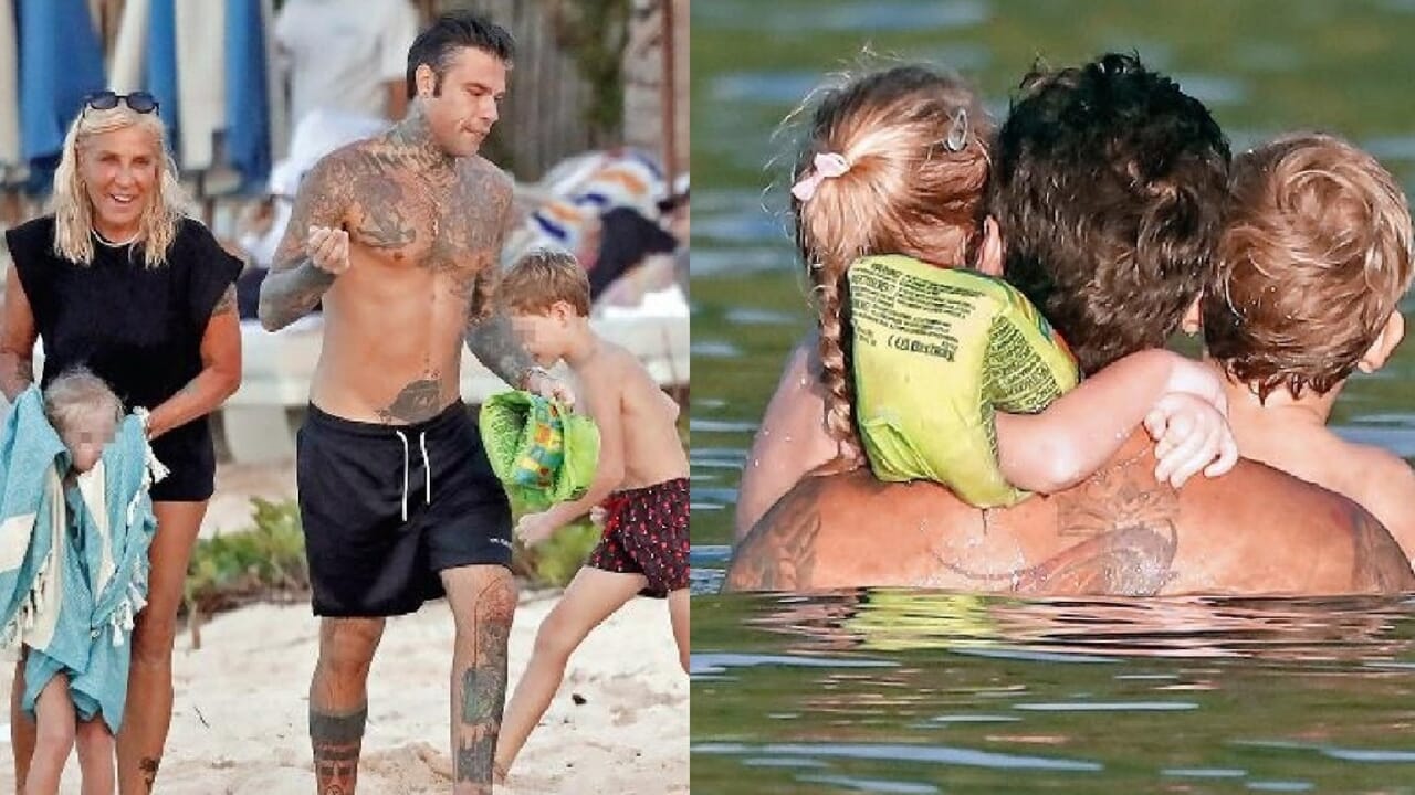 Fedez e i bambini in spiaggia a Saint Barth tra relax e dolci momenti familiari