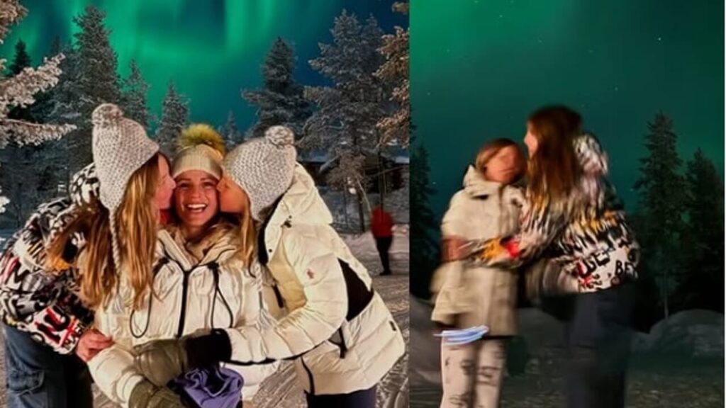 Michelle Hunziker e le figlie Sole e Celeste alla scoperta dell’aurora boreale in Lapponia