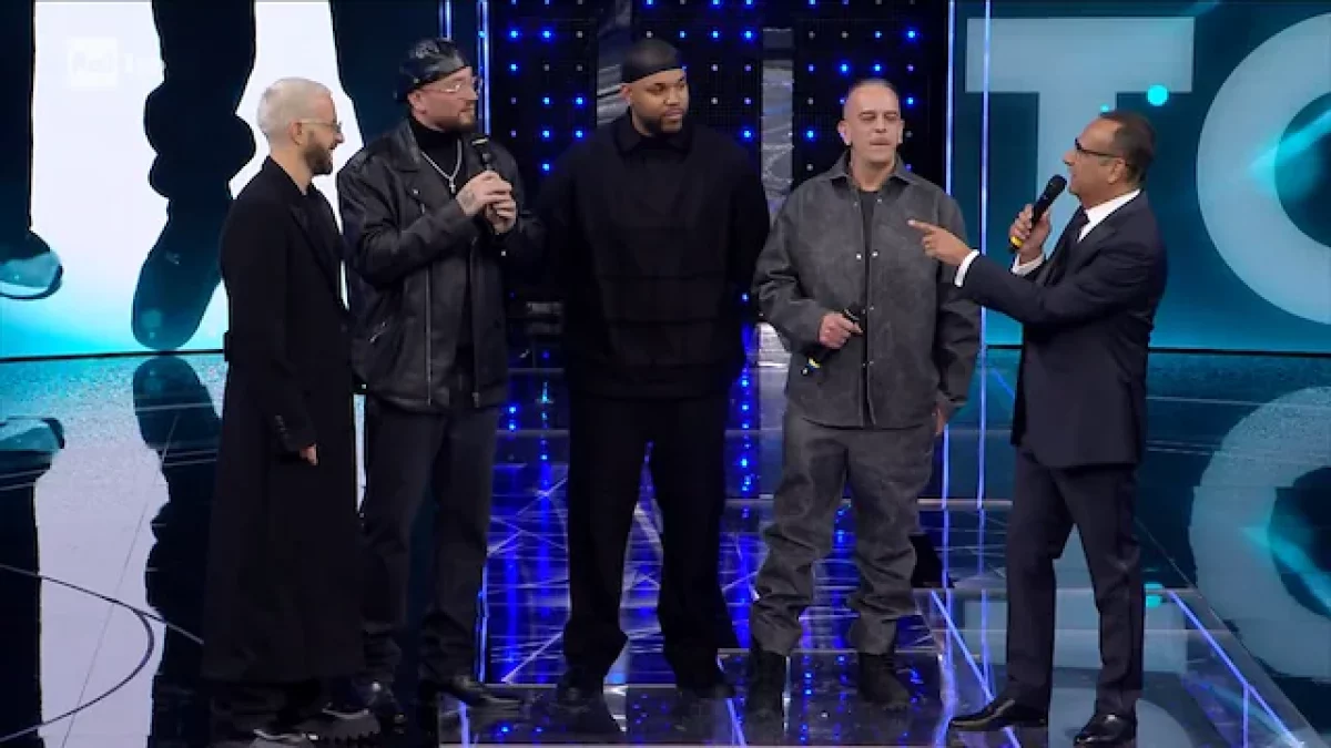 Sanremo 2025, abiti Shablo, Guè, Joshua e Tormento prima serata: look